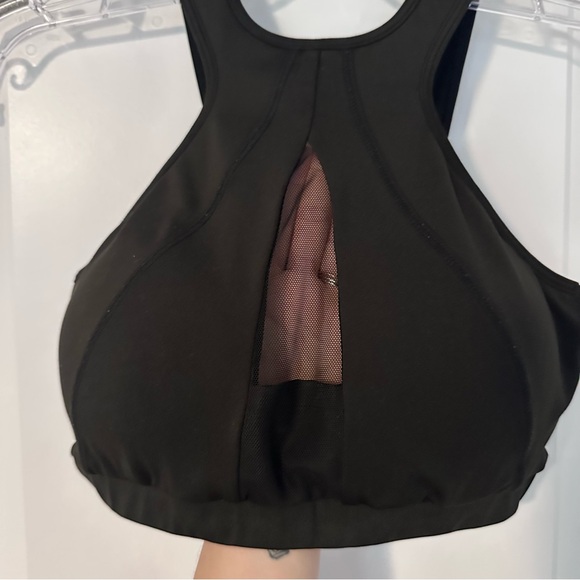 Black High Neckline Mesh Insert Sports Bra, size XS - Picture 2 of 12